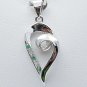 heart pendant in simply style with Emerald and CZ sterling silver
