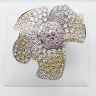 Genuine multi color sapphire flower ring sterling silver