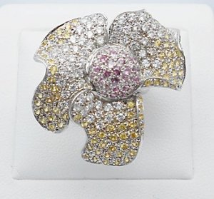Genuine multi color sapphire flower ring sterling silver