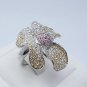 Genuine multi color sapphire flower ring sterling silver