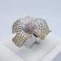 Genuine multi color sapphire flower ring sterling silver