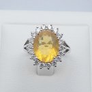 genuine fire opal & cubic zirconia sterling silver