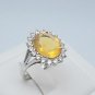 genuine fire opal & cubic zirconia sterling silver