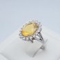 genuine fire opal & cubic zirconia sterling silver