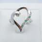 Emerald with CZ heart ring sterling silver
