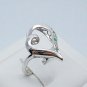 Emerald with CZ heart ring sterling silver