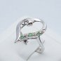 Emerald with CZ heart ring sterling silver