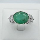 11.23ct Emerald - Carving handmade - Sterling Silver