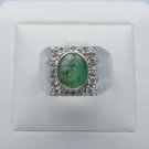 2.00ct Emerald & CZ 925 Sterling Silver Men's Ring