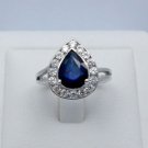 2.25ct Blue Sapphire & 0.98ct Cubic Zirconia Lady's Ring 925 Sterling Silver