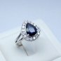 2.25ct Blue Sapphire & 0.98ct Cubic Zirconia Lady's Ring 925 Sterling Silver