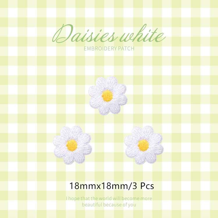 3 Pcs of Daisies Embroidered Patches/Flower Patch/Self Adhesive/IronOn