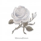 Grey Rose Embroidered Patches/Floral Patches/Iron-On/Sew-On Patch/Patch For Jeans