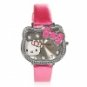 Cute Hello Kitty Hour Marks Leather Quartz Watch - Red