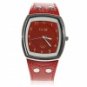 CaiQi Chic Square Case with Round Dial Design Unisex Quartz Watch (Red)