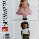 18" Doll Dress & Top Clothes Pattern Uncut. See & Sew B5553