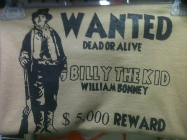 billy the kid wanted t-shirt size 2x