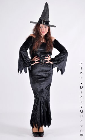 Long Black Witch Costume 2