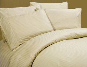 1000TC EGYPTIAN COTTON BEIGE STRIPE KING BED SHEET SET