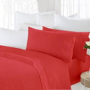 1000TC EGYPTIAN COTTON RED SUPER KING BED SHEET SET