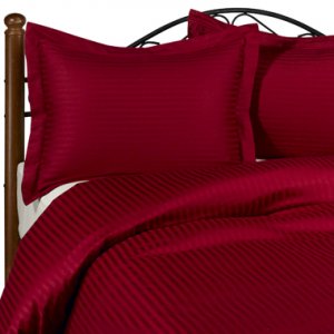 1000TC EGYPTIAN COTTON BURGUNDY STRIPE KING DUVET QUILT COVER SET