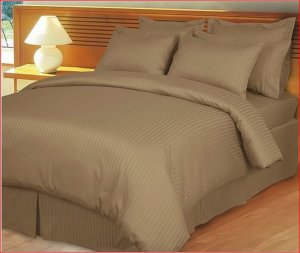 1000TC EGYPTIAN COTTON MOCHA STRIPE KING DUVET QUILT COVER SET
