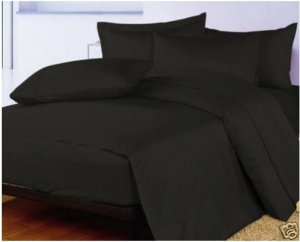1000TC EGYPTIAN COTTON BLACK DOUBLE DUVET QUILT COVER SET