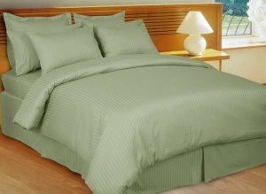 1000TC EGYPTIAN COTTON SAGE STRIPE DOUBLE DUVET QUILT COVER SET