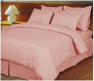 1000TC EGYPTIAN COTTON PINK STRIPE SINGLE DUVET QUILT COVER SET