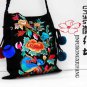 vivid bird and floral embroidered messenger bag, cute cross body bag for lady