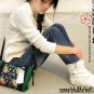 lovely green school bag, embroidery cotton and linen bag