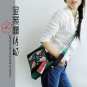 lovely green school bag, embroidery cotton and linen bag