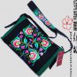 lovely green school bag, embroidery cotton and linen bag