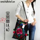 braided strap cross body bag, with colorful floral embroid