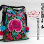 braided strap cross body bag, with colorful floral embroid