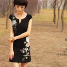 $59.8 free shipping promote floral embroidered dress! ladies elegant stretchy cotton clothing