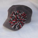 CADET HAT GRAY DISTRESSED WITH STRIPED MATERIAL ROSE