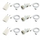 3X EU Wall Charger +3X USB Car Charger +6X SYNC Date Cable For iPhone 3GS 4 4S