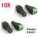 10 Pcs 5.5 x 2.1mm DC Power Female Jack Connector Plugs Adapter For LED Strips