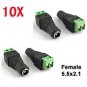 10 Pcs 5.5 x 2.1mm DC Power Female Jack Connector Plugs Adapter For LED Strips