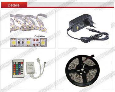 5M 5050 RGB Nonwaterproof Flexible Strip Light 300 LEDs+24Key IR+EU Power Supply