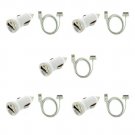 5X USB Car Charger + 5X SYNC Date Cable For iPod iPhone 3G 3GS 4 4S Touch 4