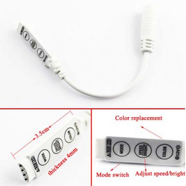 5X Mini Controller/Dimmer With DC Plug For RGB 5050/3528 SMD LED Light Strip 12V