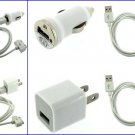 USB Car Charger+AC Wall Charger+Data Cable for iPod Touch iPhone 2G 3G 3GS 4S 4G