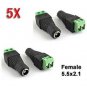5 Pcs 5.5 x 2.1mm DC Power Female Jack Connector Plugs Adapter For LED Strips