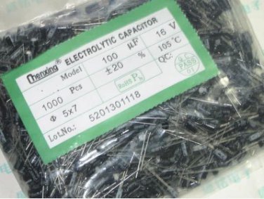100pcs 100UF 16V 5X7mm Aluminum Electrolytic Capacitor 16V100UF