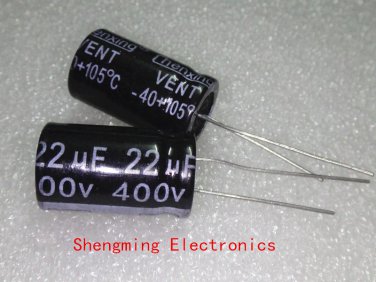 50pcs 22uF 400V Radial Electrolytic Capacitor 13mm X 20mm