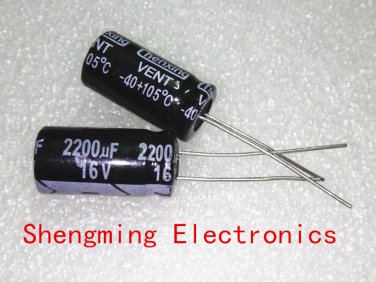 100pcs 2200uF 16V 105C Radial Electrolytic Capacitor 10*20MM