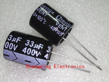 50pcs, 33uF 400V Radial Electrolytic Capacitor 16mm X 22mm