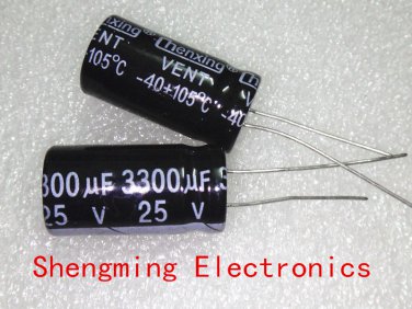 100 PCS 3300uF/25V 13*25mm DIP 2 25V 3300uF Aluminum Electrolytic Capacitor 3300uF25V